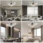 NOXARTE 42 Inch Crystal Chandelier Fan with Lights and Remote Control Modern Retractable Blades Ceiling Fan LED Dimmable Fandelier for Dining Room Bedroom Kitchen Island