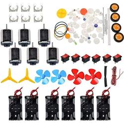 Jinchao-Dc Motor 6 Set DC Motor Kit Homemade DIY Project Kits, Switch for DIY Science Projects, DC Motors, Cables, Easy to Install