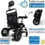 Ultra Lightweight Reclining Electric Power Wheelchair for Adults and Seniors 500W Motor Heavy Duty Mobility Motorized Portable Travel Wheel Chairs 17.5 inch Seat All Terrain Silla de Ruedas