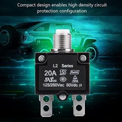 Thermal Overload Protector, AC 125/250V Push Button Circuit Breaker Advanced Fitness Power Entry Thermal Circuit Breaker Protector (20A)