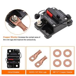 Motoparty 50 Amp Circuit Breaker with Manual Reset, for Car Marine Trolling Motors Boat ATV RV DC 12V -48VDC, Universal Waterproof Manual Power Protect(50 A)