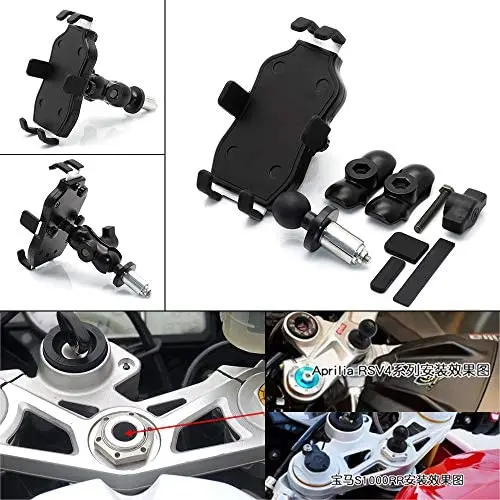 Mooreaxe Motorcycle Phone Mount Navigation Triple Tree Stem Mounts,for iPhone 12, 11,11 Pro,Phone XR, 8 | 8Plus Samsung Galaxy S20+ S7,Note 8,for HP4,S1000RR Yamaha R1 R6