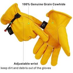 KIM YUAN Leather Work Gloves, with Adjustable Wrist, For Yard Work, Gardening, Farm, Warehouse, Construction, Motorcycle, Men & Women XXL 1 Pair