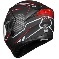 ILM Motorcycle Dual Visor Flip up Modular Full Face Helmet DOT LED Light Model 902Ls (S, Black RED - LED)