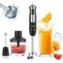 Acekool 800W Immersion Hand Blender, 12 Speed 5-in-1 Stainless Steel Stick Blender with Turbo Mode, 600ML Beaker, Milk Frother, Egg Whisk for Puree Infant Food, Smoothies, Sauces, Soups, BPA-Free