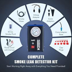 ORION MOTOR TECH Smoke Leak Detector, Automotive EVAP Smoke Machine with Pressure Gauge Flow Meter Mineral Oil Airbag & Cone Adapters for Auto Pipe EVAP Vacuum Cooling Exhaust System Leak Testing More