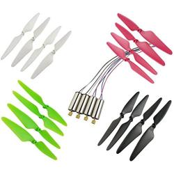 Upgrade Motors Main Blade Propellers for Hubsan H502E H502S Drone Replacement CCW CW with Metal Gear RC Quad Copter Spare Parts Set (4 Colors)