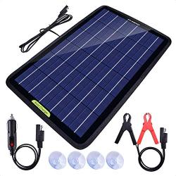 ECO-WORTHY 12 Volt 10 Watt Solar Car Battery Charger & Maintainer, Solar Panel Trickle Charger, Portable Power Backup Kit with Alligator Clip Adapter for Car, Boat, Automotive, Motorcycle, RV