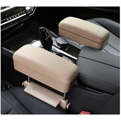 R RUIYA Armrest Box Protector for Universal Auto Car Center Console Armrest Extender General motocars Elbow & Forearm Wrist Rest Support Adjustable Height Comfort Pads (Beige)
