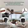 Sofucor 52 Inch Low Profile Ceiling Fan 3 Carved Wood Fan Blade Noiseless Reversible DC Motor Remote Control Without Light Flush Mount Farmhouse Ceiling Fan No Light for Low Ceiling