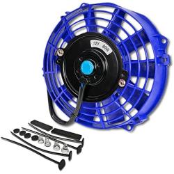 (Pack of 1) 7 Inch High Performance 12V Electric Slim Radiator Cooling Fan w/Mounting Kit - Blue