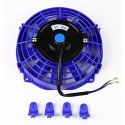 (Pack of 1) 7 Inch High Performance 12V Electric Slim Radiator Cooling Fan w/Mounting Kit - Blue
