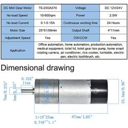 BEMONOC 25GA370 Encoder Metal Gearmotor 12V DC 25RPM Gear Motor with Encoder for Arduino and 3D Printers