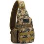 Protector Plus Tactical Sling Bag Military MOLLE Crossbody Pack Chest Shoulder Backpack with Water Bottle Holder Pouch EDC Diaper Motorcycle Bicycle Daypack (Patch Included),Jungle Camo