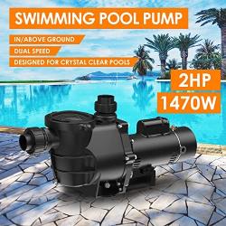 Pool Pump, 2 HP Dual Speed In/ Above Ground Self Priming Pool Pumps, 109 GPM Max Flow, Hardwired Inground Pump w/ Strainer Basket, 1.5