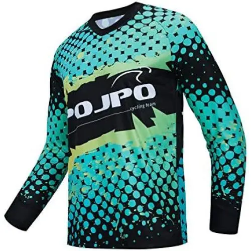 JPOJPO Mens Cycling Jersey MTB T Shirt Long Sleeve Youth Off-Road Motorcycle Jersey Bicycle Clothes Anti-UV