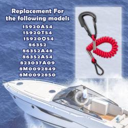 8M0092849 Engine Cutoff Switch Boat Kill Switch Set Ecos Stop Kill Kill Cord Lanyard Safety Tether Lanyard for Boat for Mercury Mercruiser Outboard Motor 3pcs Universal 36inch