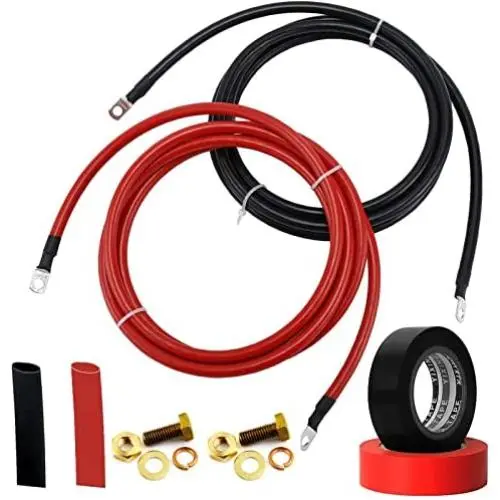 GaiRen Trolling Motor Battery Cable Extension Kit 10 Feet 8AWG Cable Extension 50Amp with Terminals for Fishing Boat Trolling Motor Solar Panel Automotive( Red & Black)