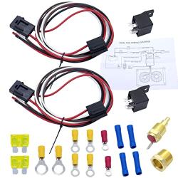 MOCW Dual Electric Cooling Fan Relay Kit Radiator Thermostat Kit 40A Waterproof Relay Harness 185/175