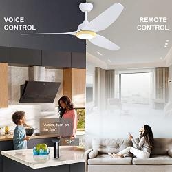 Ovlaim 56 Inch Smart Wifi Alexa Ceiling Fan with Light Remote Control, 6 Speed Quiet DC Motor Ceiling Fan Indoor Outdoor for Living Room Bedroom Veranda, White Gold