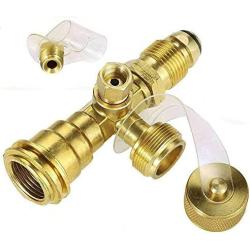MCAMPAS Propane Cylinder Brass Tee with 4 Port Adapter for Motorhomes Tank RV Camping