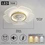ATELANGE Flower Shape Smart LED Ceiling Fan With Light Remote Control 3 Wind Speed 3 Colors Ceiling Fan Light With Timing Function Ultra-Quiet Reversible Motor Low Profile Fan For Kidsroom/living Room