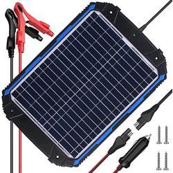 Waterproof 12V 18W Solar Battery Charger & Maintainer Pro - Built-in Intelligent MPPT Charge Controller - 12 Volt Solar Panel Trickle Charging Kit for Car Automotive Boat Marine Motorcycle RV Trailer