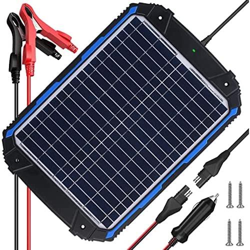 Waterproof 12V 18W Solar Battery Charger & Maintainer Pro - Built-in Intelligent MPPT Charge Controller - 12 Volt Solar Panel Trickle Charging Kit for Car Automotive Boat Marine Motorcycle RV Trailer