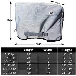 Boat Motor Cover (Sizes: 10hp - 300hp) - Heavy Duty 600D Diamond Polyester, Waterproof, Ventilated (Storage Bag Included)