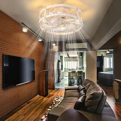 Retro Small Ceiling Fan With Light Remote Control, Coming With E26 Warm Color Bulb(changeable), Low Profile Ceiling Fan With Light, Ceiling Fans With Lights Flush Mount, Caged Ceiling Fan With Light