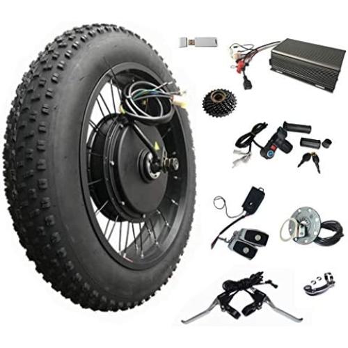 170-175mm Dropout 20inch *4.0 3000W Electric Fat Bike Conversion kit with tire, Sabvoton Programmable Controller, TTFT UKC1 Display, 7- Speed Freewheel, and alram Lock