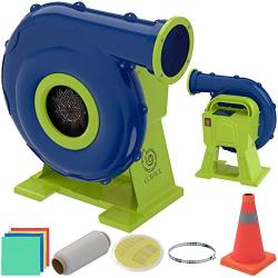 CORAXOL Bounce House Blower – Air Pump for Inflatable House or Castle, 1100 Watt (1.5 HP) Power 12 Feet Supply Cord, Blue and Green, Portable Blower Fan for Inflatable Toys