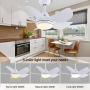 CJOY Ceiling Fan with Lights, 30 Small Modern Ceiling Fan with 5 Reversible Blades, Remote Controls, Adjustable Color Temperature, for Indoor/Outdoor, Matte White