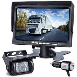 DVKNM Upgrade Backup Camera Monitor Kit,7-inch LCD-HD,IP69 Waterproof Rearview Reversing Rear View Camera Monitor Truck/Trailer/Semi-Trailer/Box Truck/RV/Pickup Truck/— HD Transmission—(TZ101)