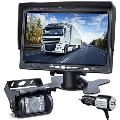 DVKNM Upgrade Backup Camera Monitor Kit,7-inch LCD-HD,IP69 Waterproof Rearview Reversing Rear View Camera Monitor Truck/Trailer/Semi-Trailer/Box Truck/RV/Pickup Truck/— HD Transmission—(TZ101)