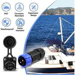 Marine Boat DC Power Connector，Trolling Motor Plug Receptacle Set 12/24/36/48 Volt，Waterproof Kit Connector for Motor,Marine Plug for Down Rigger /Trolling Motor/Fishing Reel.