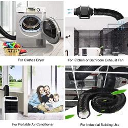 Hon&Guan 5 inch Air Duct - 16 FT Long, Black Flexible Ducting HVAC Ventilation Air Hose for Grow Tents, Dryer Rooms,Kitchen
