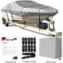RVMasking Waterproof 800D Polyester Trailerable Full Size Boat Cover for V-Hull Runabouts Outboards and I/O Bass Boats, Motor Cover Include (Gray, Length:20-22 Beam Width: up to 100