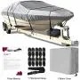 RVMasking Waterproof 800D Polyester Trailerable Full Size Boat Cover for V-Hull Runabouts Outboards and I/O Bass Boats, Motor Cover Include (Gray, Length:20-22 Beam Width: up to 100