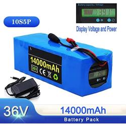 Wnicek E-Bike Battery 36V 14Ah Li-ion Battery 14000mAh 10S 5P Lithium Battery Pack with BMS + 42V Charger Fit for 500W 350W 300W 250W 200W Motor
