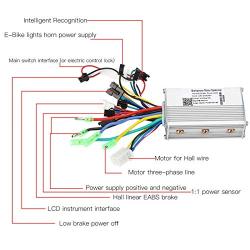 Motor Brushless Controller for Scooter Bike E-Bike, 36V-48V Universal Electric Bicycle DC Motor Controller with LCD Display, with Bicycle Throttle Handle(Pair)