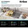 Kraus KWD100-75MBL WasteGuard Continuous Feed Garbage Disposal with 3/4 Horsepower Ultra-Quiet Motor for Kitchen Sinks with Power Cord and Flange Included, 15.25 inch, Black