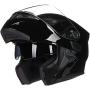 ILM Motorcycle Dual Visor Flip up Modular Full Face Helmet DOT 6 Colors Model 902 (M, Gloss Black)