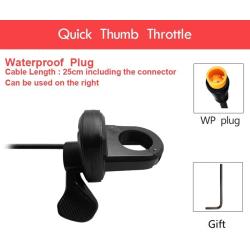 BEISGUANGS E Bike Accessories, Quick Thumb Throttle TT-009, Compatible with Right-Handed Ebike Throttle 24V/36V/48V/52V/60V/72V Universal Voltage, 3 Pin Waterproof Plug Connector