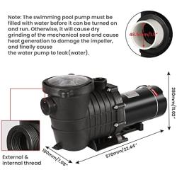 Anbull 1.5HP 6480GPH Pool Pump, Powerful Self Priming Dual Voltage in/Above Ground Swimming Pool Pump with Strainer Basket (1100W/60HZ)