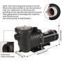 Anbull 1.5HP 6480GPH Pool Pump, Powerful Self Priming Dual Voltage in/Above Ground Swimming Pool Pump with Strainer Basket (1100W/60HZ)