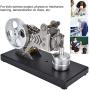 Omabeta Engine Model, Aluminum Material Educational Toy Durable Mini Motor Model Vivid for Physics or Mechanics Learning