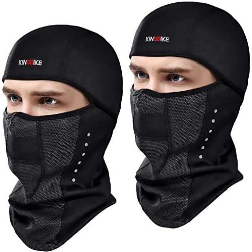 KINGBIKE Balaclava Ski Mask Motorcycle Running Full Face Cover Black (Black(2pack))