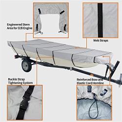 munirater 16Ft Boat Cover Waterproof Heavy Duty Trailerable Replacement for Jon Boat Grey