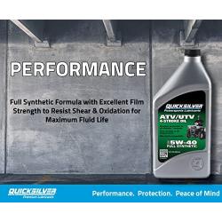 Quicksilver 8M0058914 5W-40 Full Synthetic 4-Stroke ATV Engine Oil – 1 Quart
